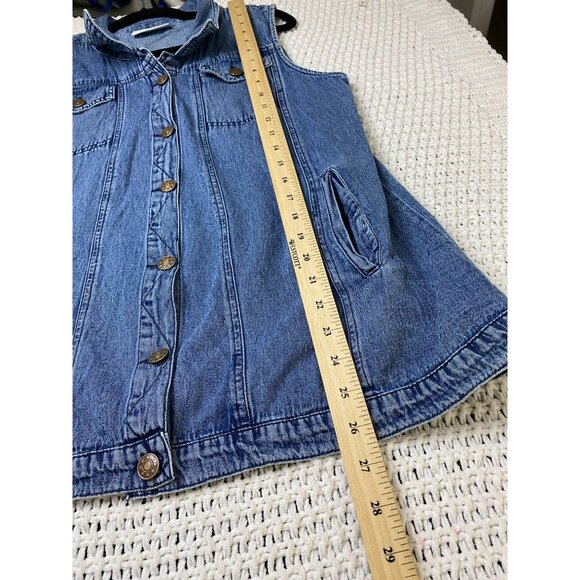 Skyline Collection Blue Sleeveless Button Up Denim Top Women size XL Classic - Picture 5 of 15